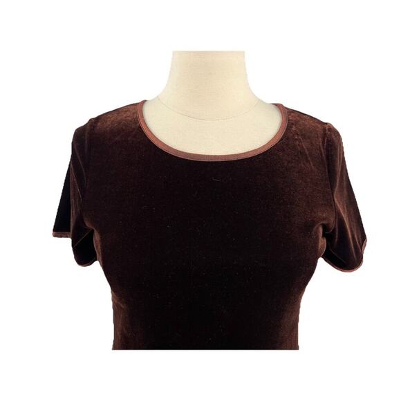 Vtg Carol Little Dark Brown Velvet Stretch Mini Dress M Y2K 90s Goth Grunge - Picture 2 of 8